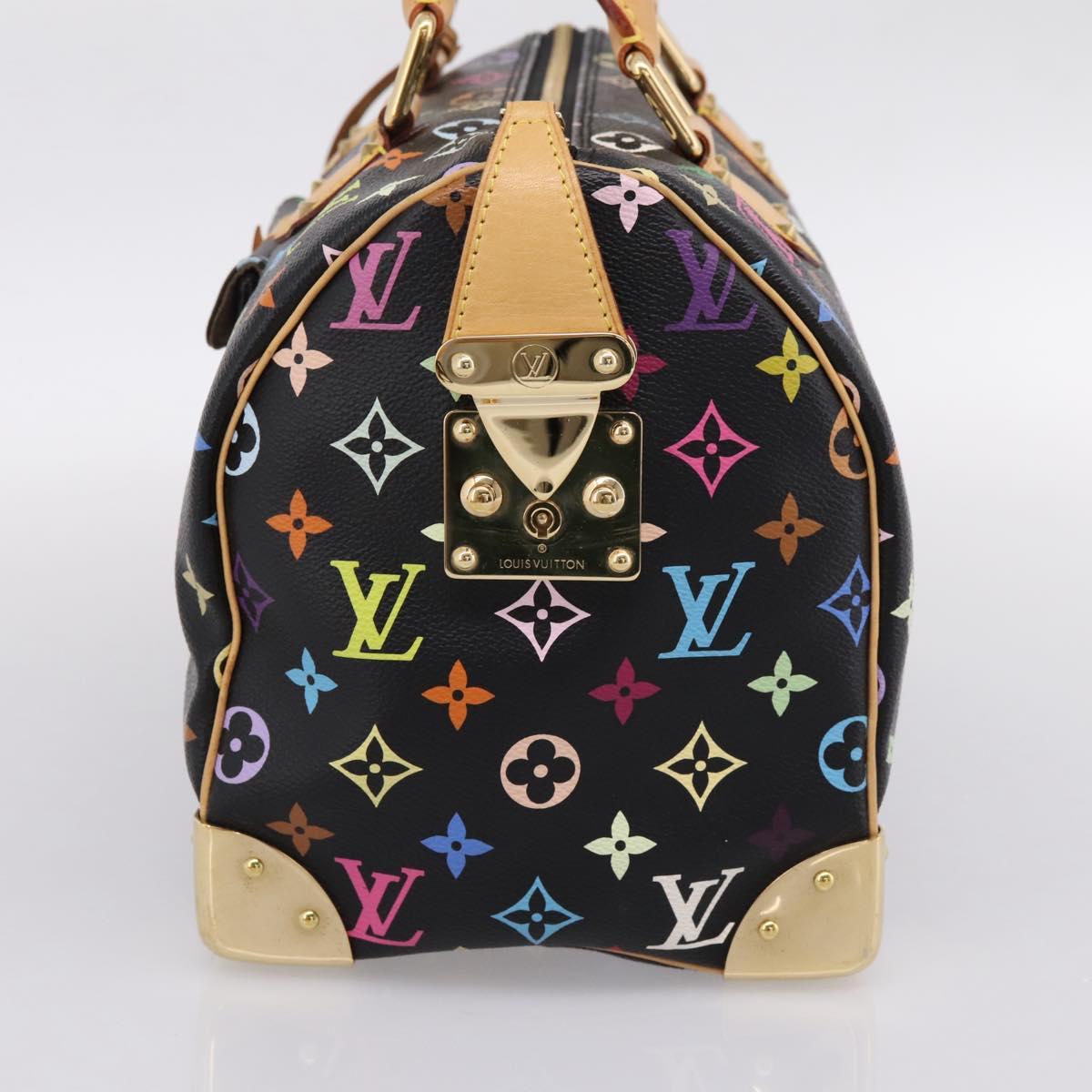 LOUIS VUITTON Monogram Multicolor Speedy 30 Hand Bag Black M92642 Auth 200842SAV
