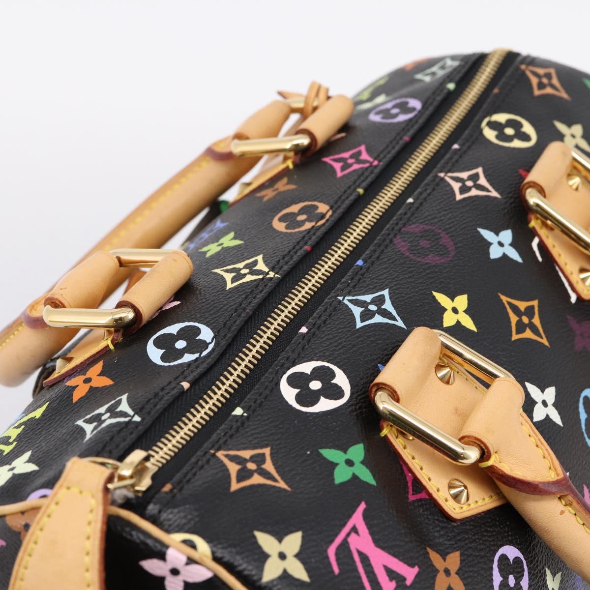 LOUIS VUITTON Monogram Multicolor Speedy 30 Hand Bag Black M92642 Auth 200842SAV
