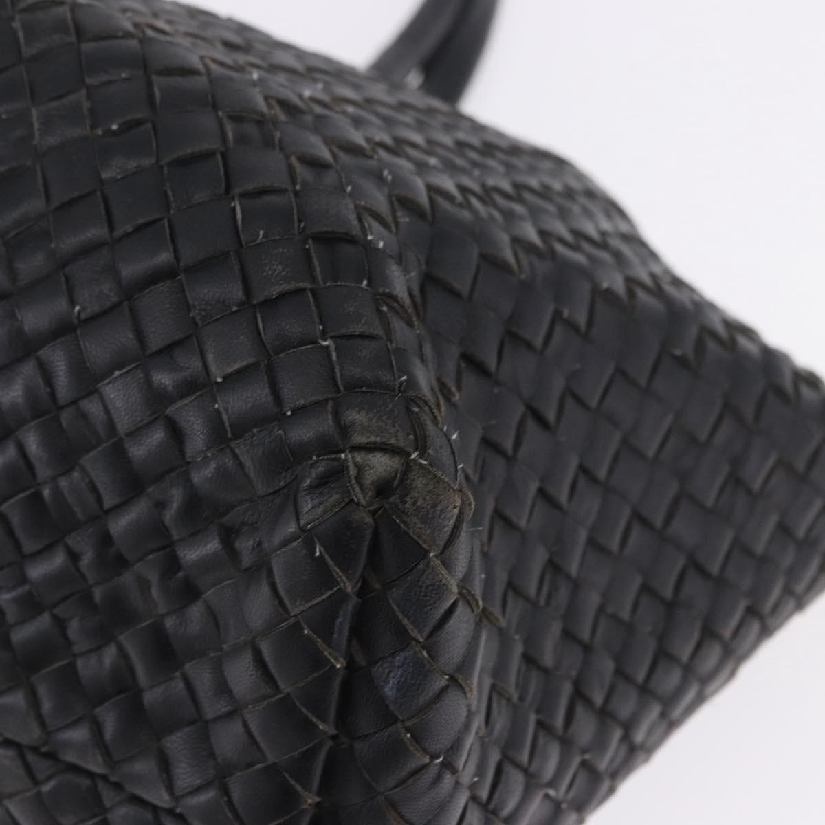 BOTTEGA VENETA INTRECCIATO Cabas MM Tote Bag Leather Black 115664 Auth 200843A
