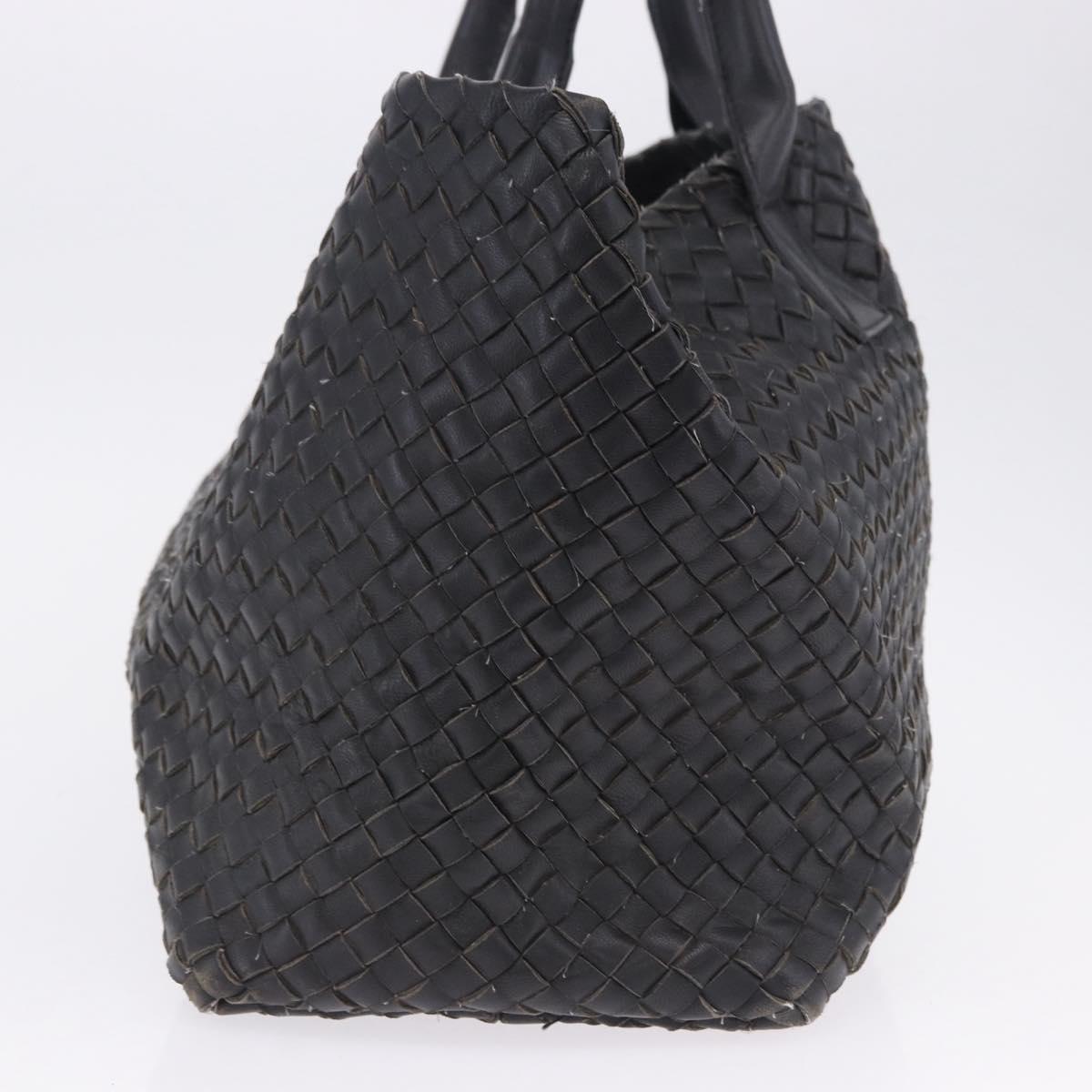 BOTTEGA VENETA INTRECCIATO Cabas MM Tote Bag Leather Black 115664 Auth 200843A