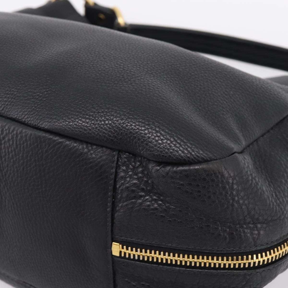 PRADA Vitterodino Hand Bag Leather Black Gold Tone Auth 200844V