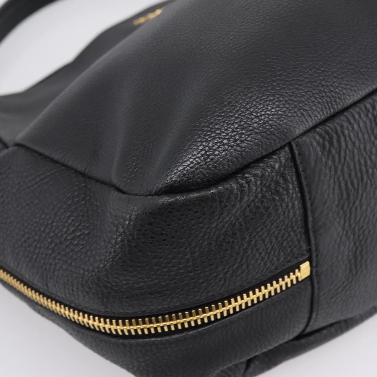 PRADA Vitterodino Hand Bag Leather Black Gold Tone Auth 200844V