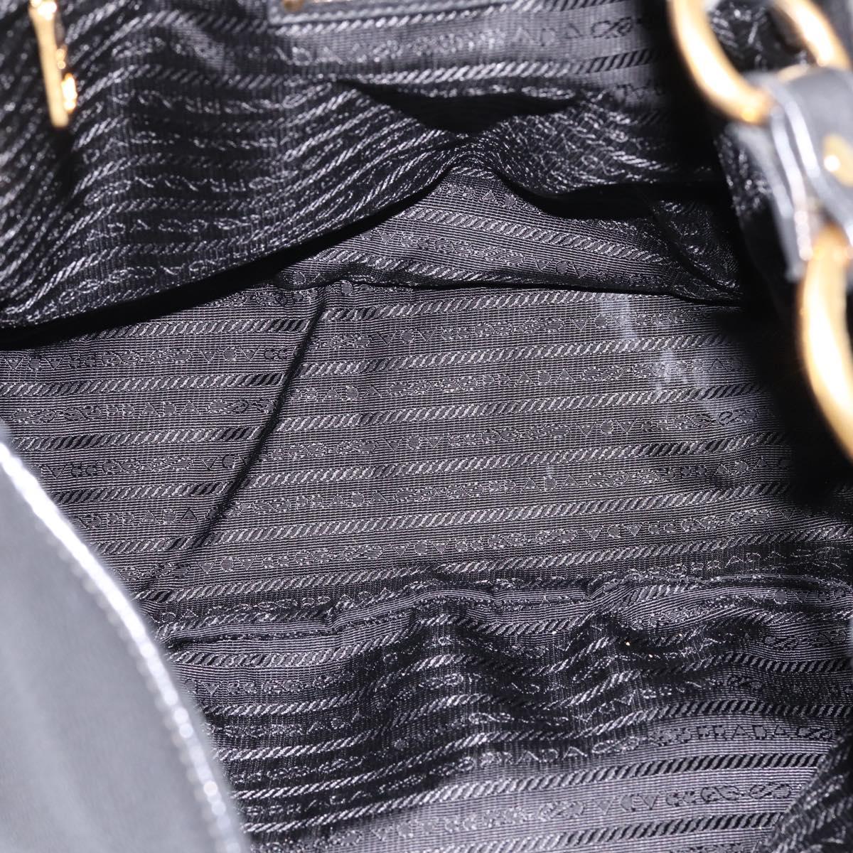 PRADA Vitterodino Hand Bag Leather Black Gold Tone Auth 200844V