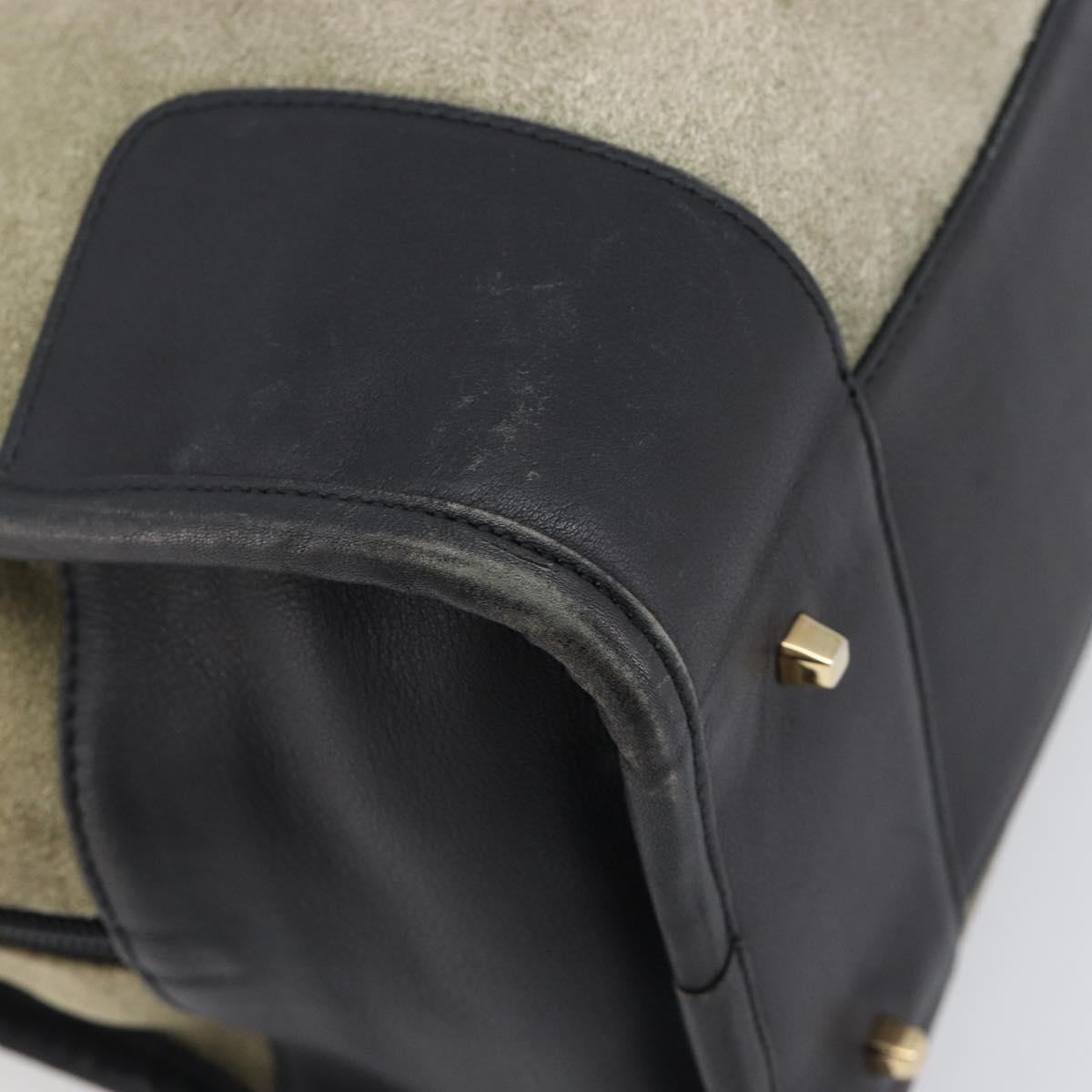 LOEWE Amazona 32 Hand Bag Suede Khaki Gold Tone Auth 200845