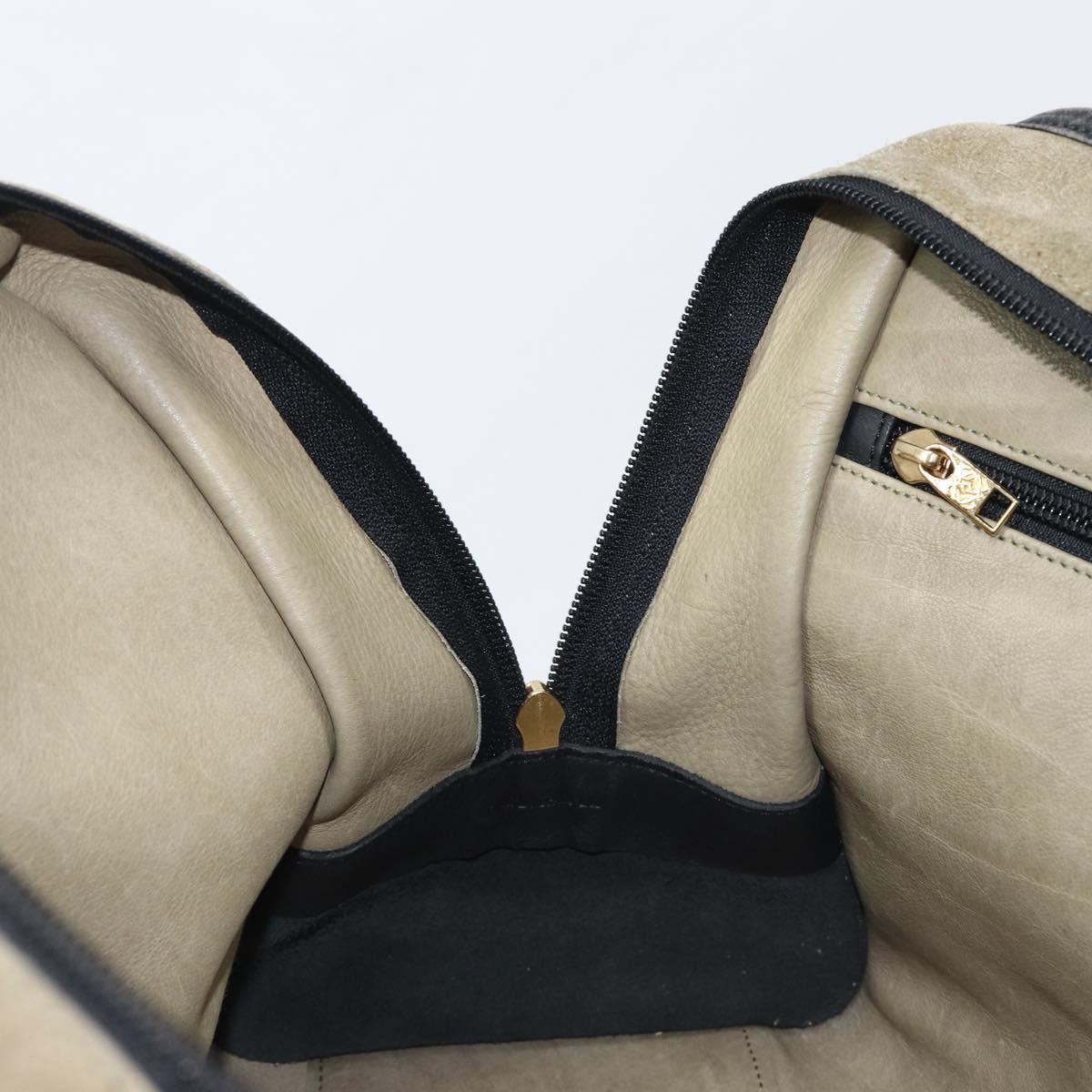 LOEWE Amazona 32 Hand Bag Suede Khaki Gold Tone Auth 200845