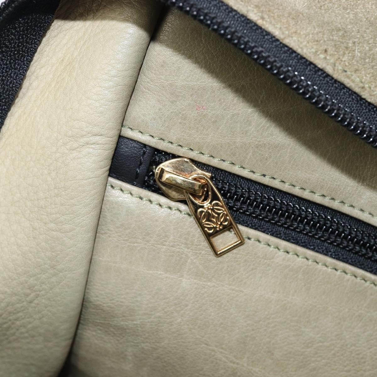 LOEWE Amazona 32 Hand Bag Suede Khaki Gold Tone Auth 200845