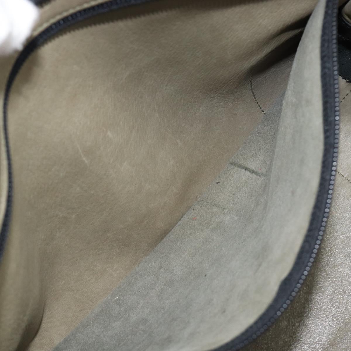LOEWE Amazona 32 Hand Bag Suede Khaki Gold Tone Auth 200845