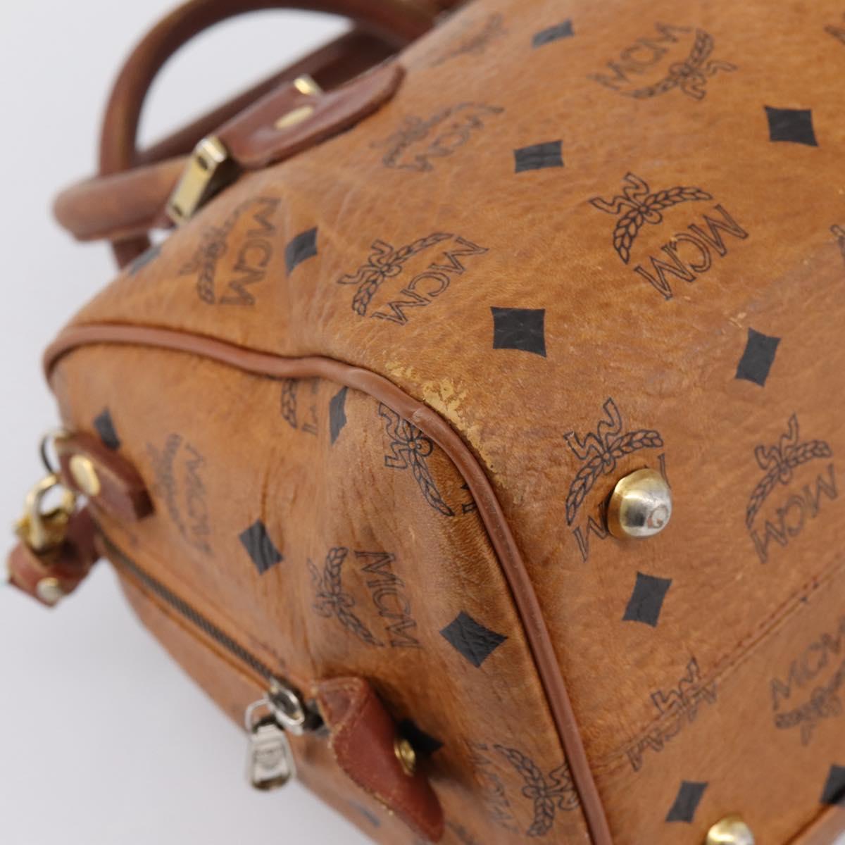 MCM Vicetos Hand Bag PVC Leather 2way Brown Gold Tone Auth 200849