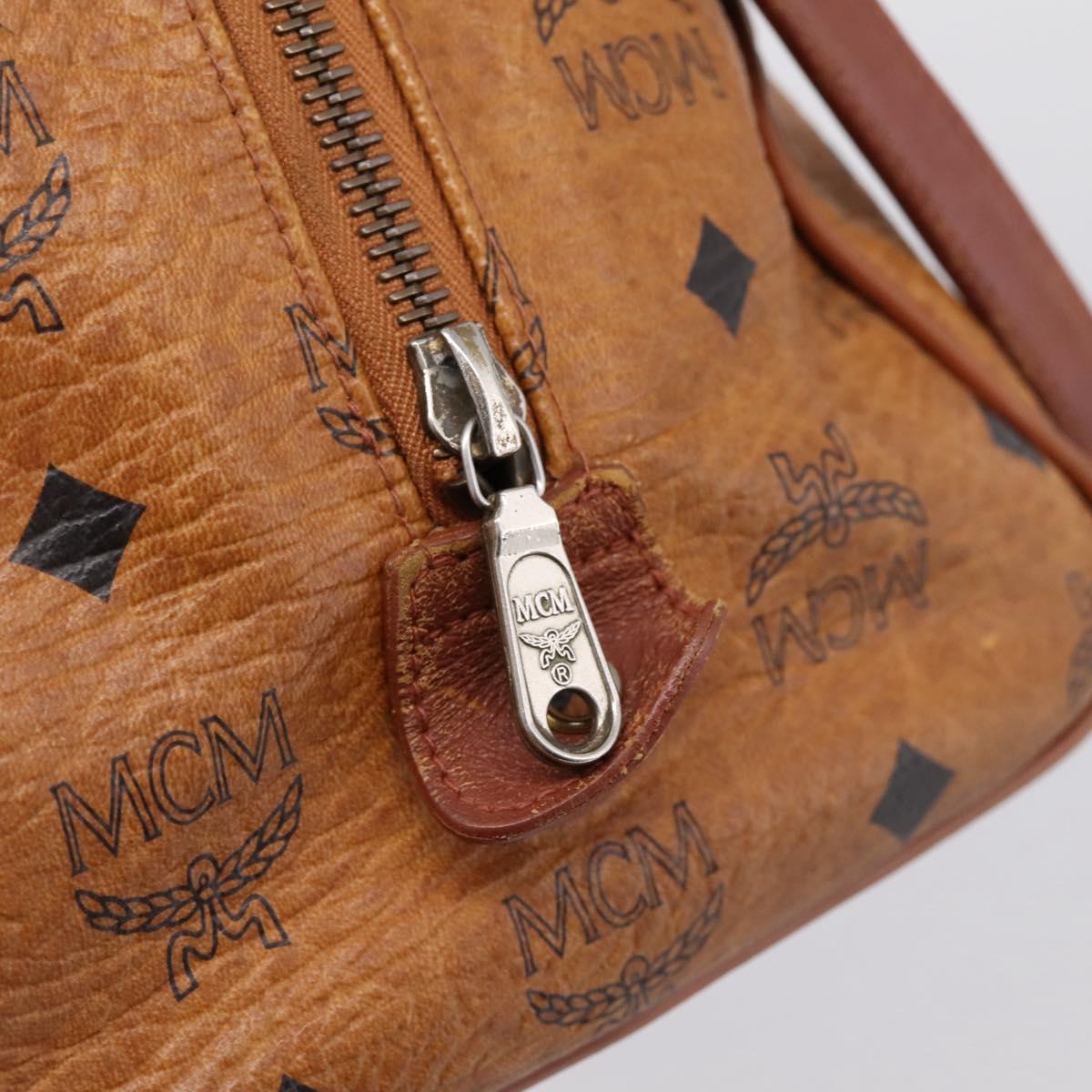 MCM Vicetos Hand Bag PVC Leather 2way Brown Gold Tone Auth 200849
