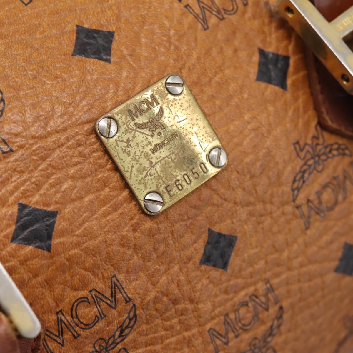 MCM Vicetos Hand Bag PVC Leather 2way Brown Gold Tone Auth 200849