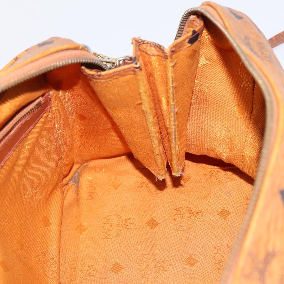 MCM Vicetos Hand Bag PVC Leather 2way Brown Gold Tone Auth 200849