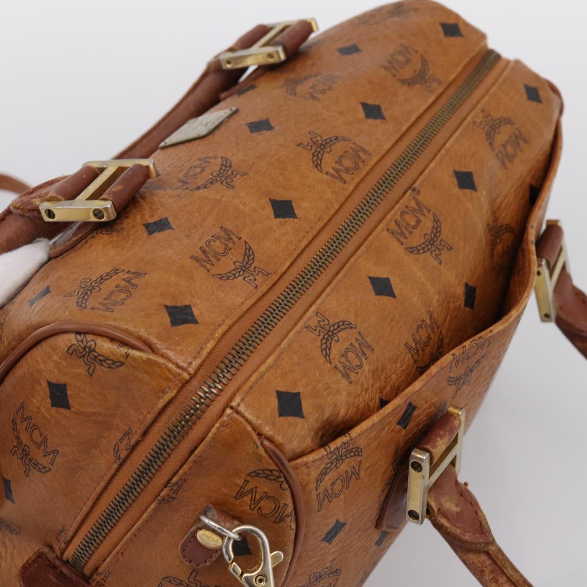 MCM Vicetos Hand Bag PVC Leather 2way Brown Gold Tone Auth 200849