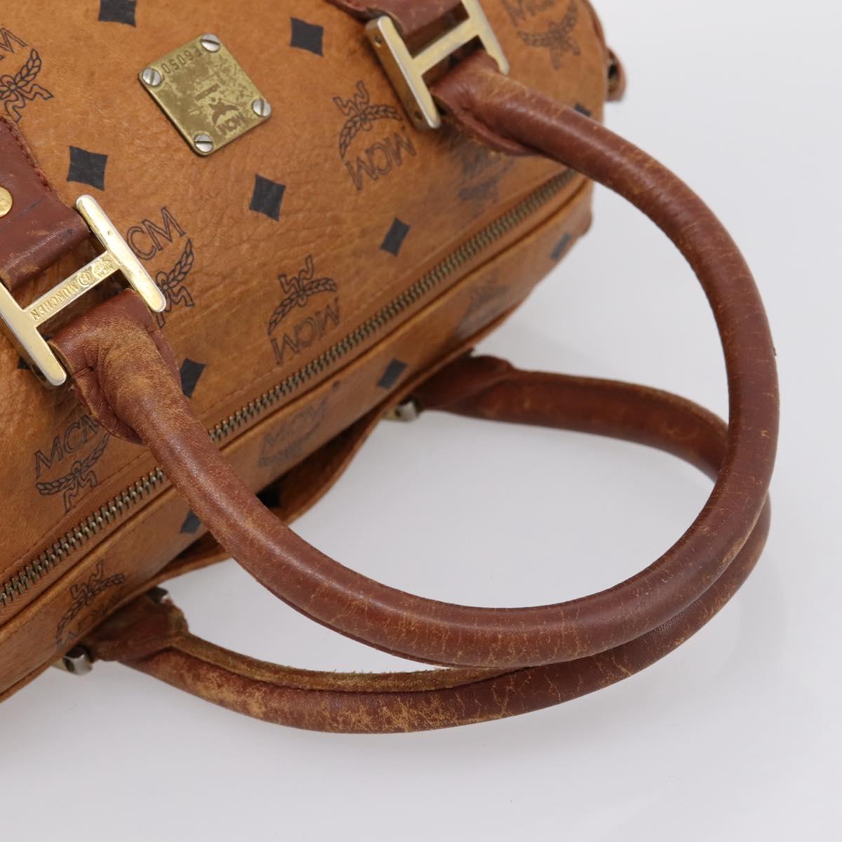 MCM Vicetos Hand Bag PVC Leather 2way Brown Gold Tone Auth 200849