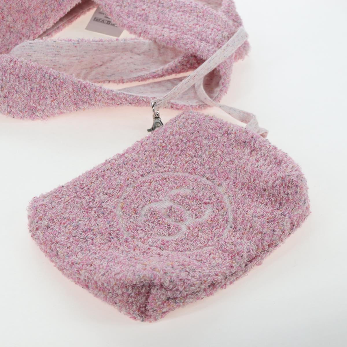 CHANEL Big Coco Beach Bag Towel Set Pile Pink CC Auth 200851SAM
