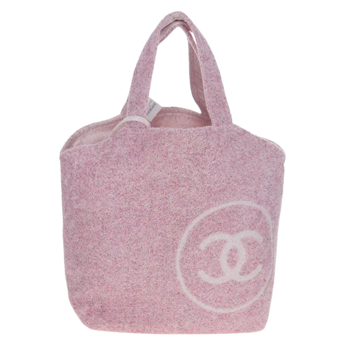 CHANEL Big Coco Beach Bag Towel Set Pile Pink CC Auth 200851SAM