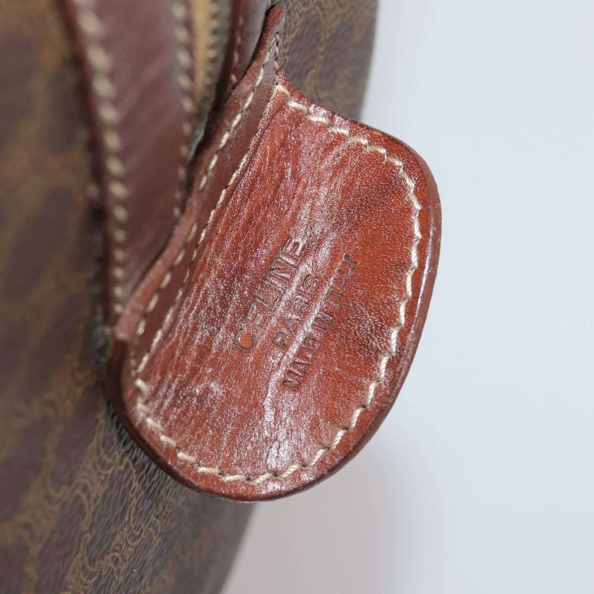 CELINE Macadam Canvas Boston Bag PVC Leather Brown Gold Auth 200885