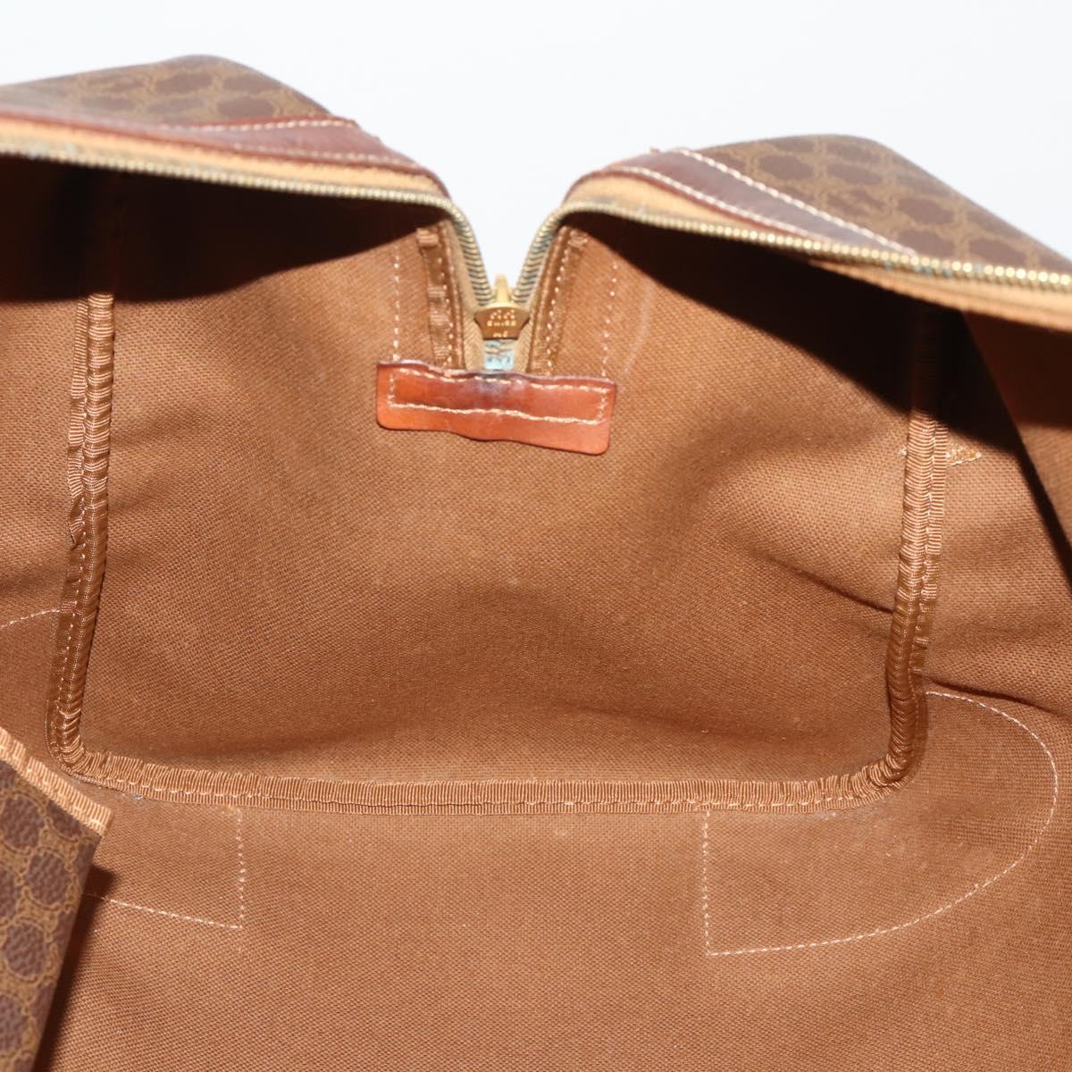 CELINE Macadam Canvas Boston Bag PVC Leather Brown Gold Auth 200885