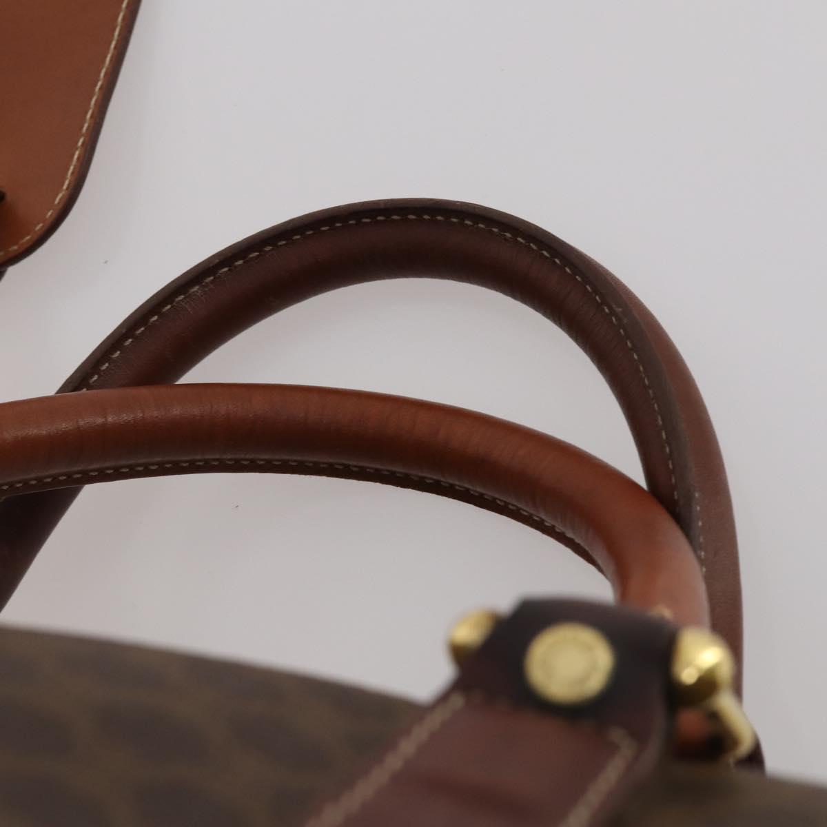CELINE Macadam Canvas Boston Bag PVC Leather Brown Gold Auth 200885