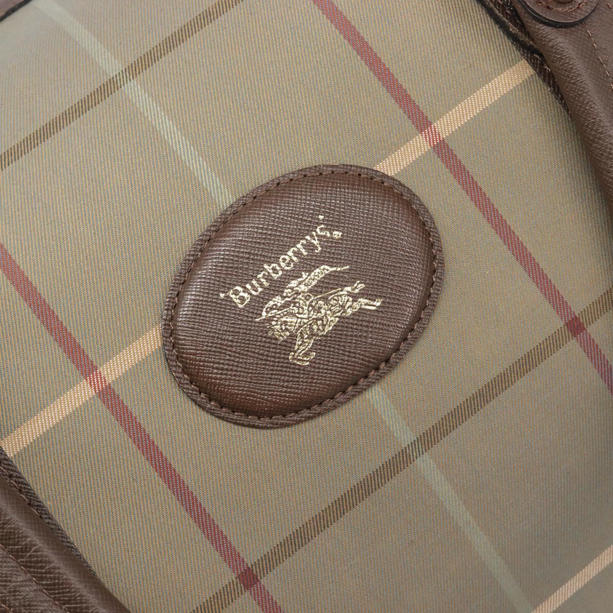Burberrys Nova Check Boston Bag Canvas Beige Gold Auth 200886