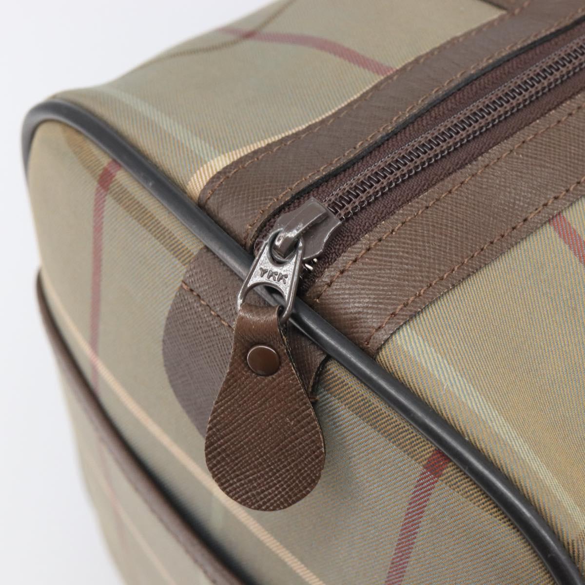 Burberrys Nova Check Boston Bag Canvas Beige Gold Auth 200886