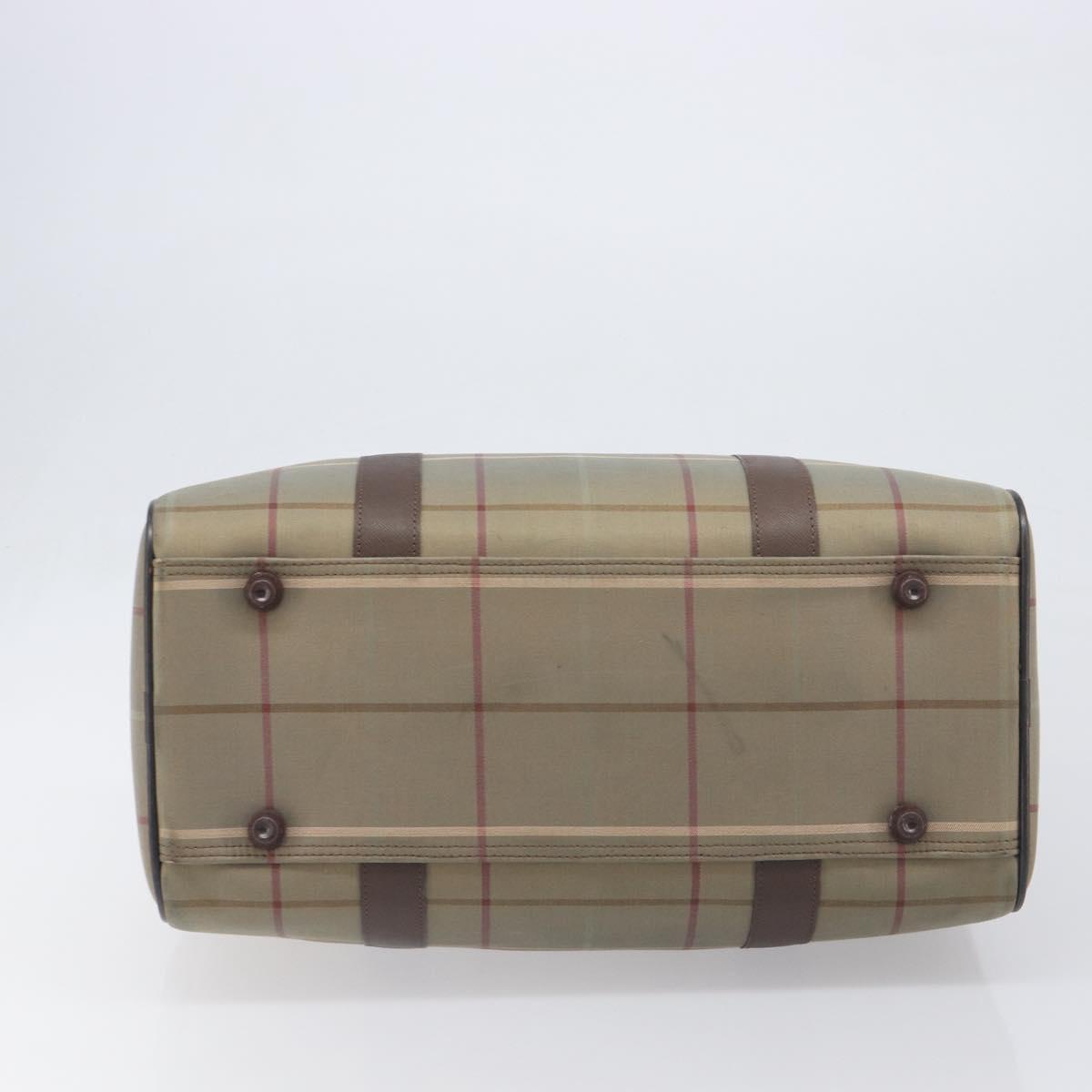 Burberrys Nova Check Boston Bag Canvas Beige Gold Auth 200886