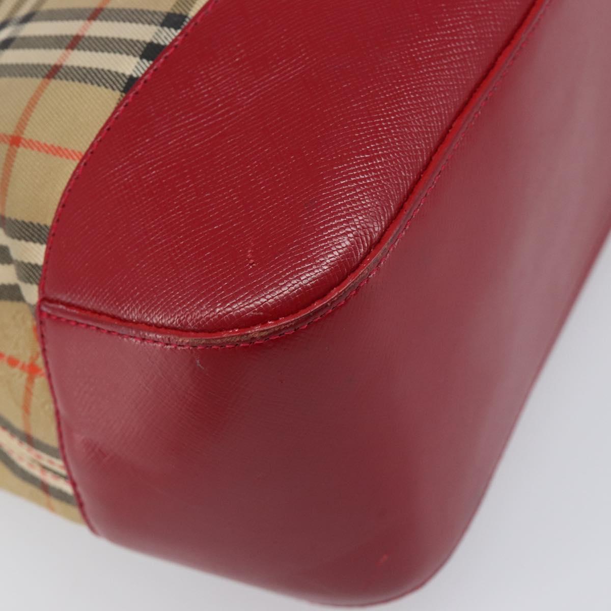 BURBERRY Nova Check Hand Bag Canvas Beige Gold Auth 200887