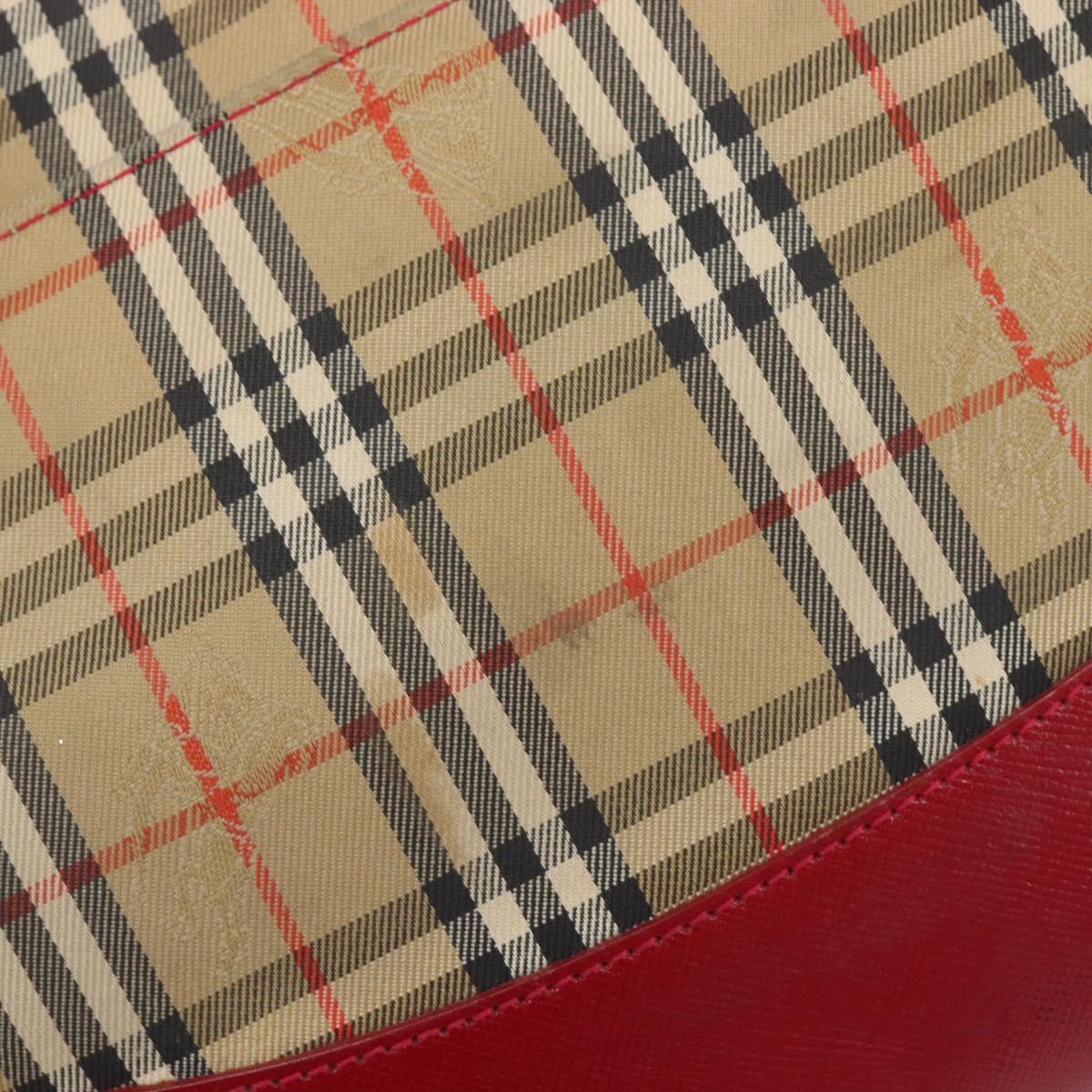 BURBERRY Nova Check Hand Bag Canvas Beige Gold Auth 200887