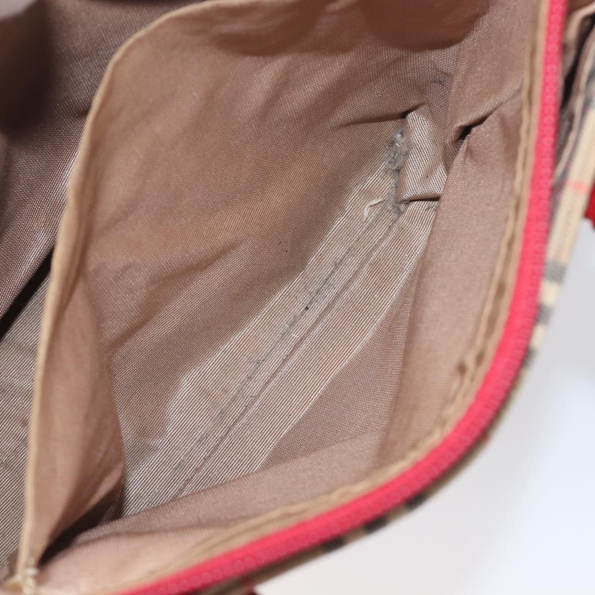 BURBERRY Nova Check Hand Bag Canvas Beige Gold Auth 200887