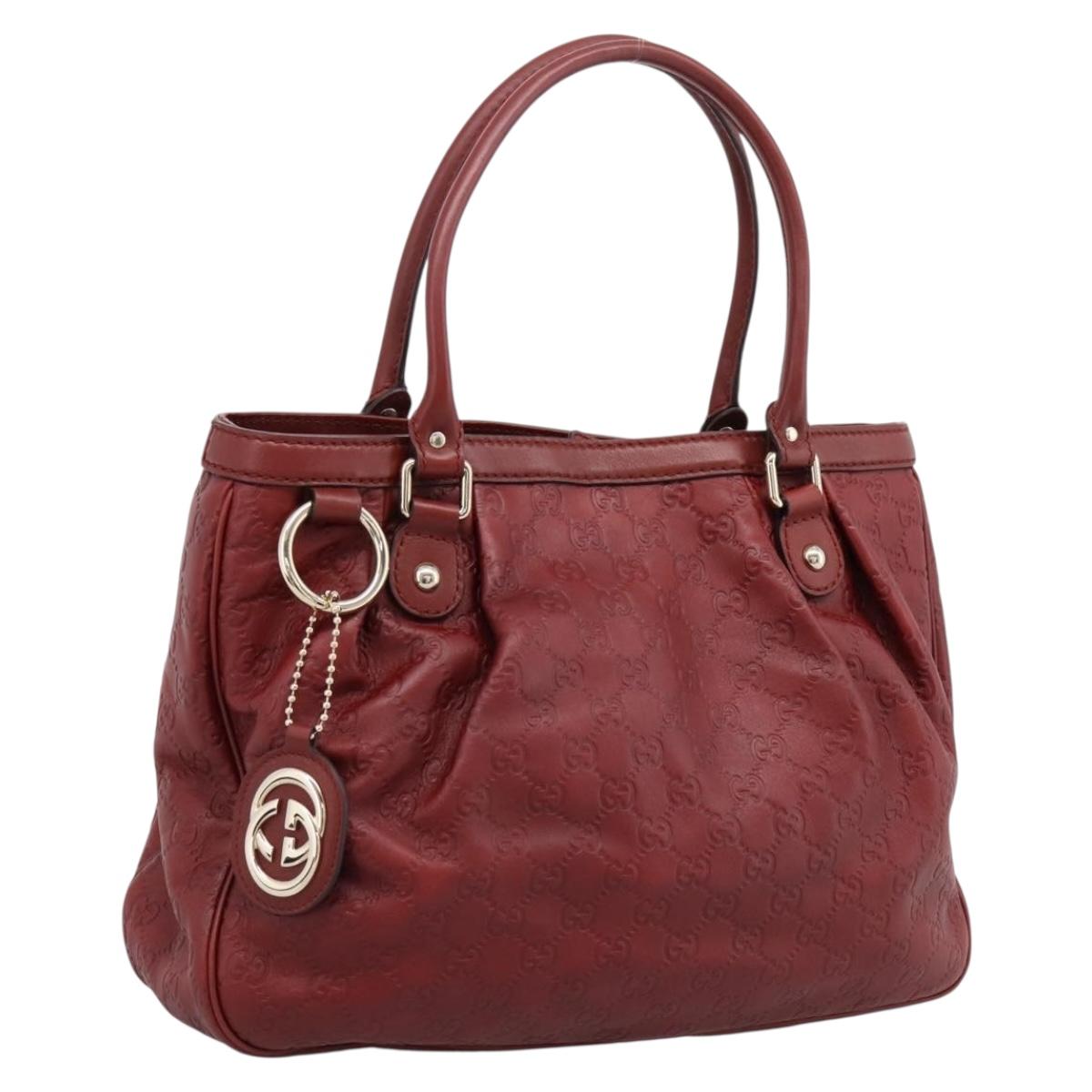 GUCCI GG Canvas Guccissima Tote Bag Leather Red Gold 296835 Auth 200888V