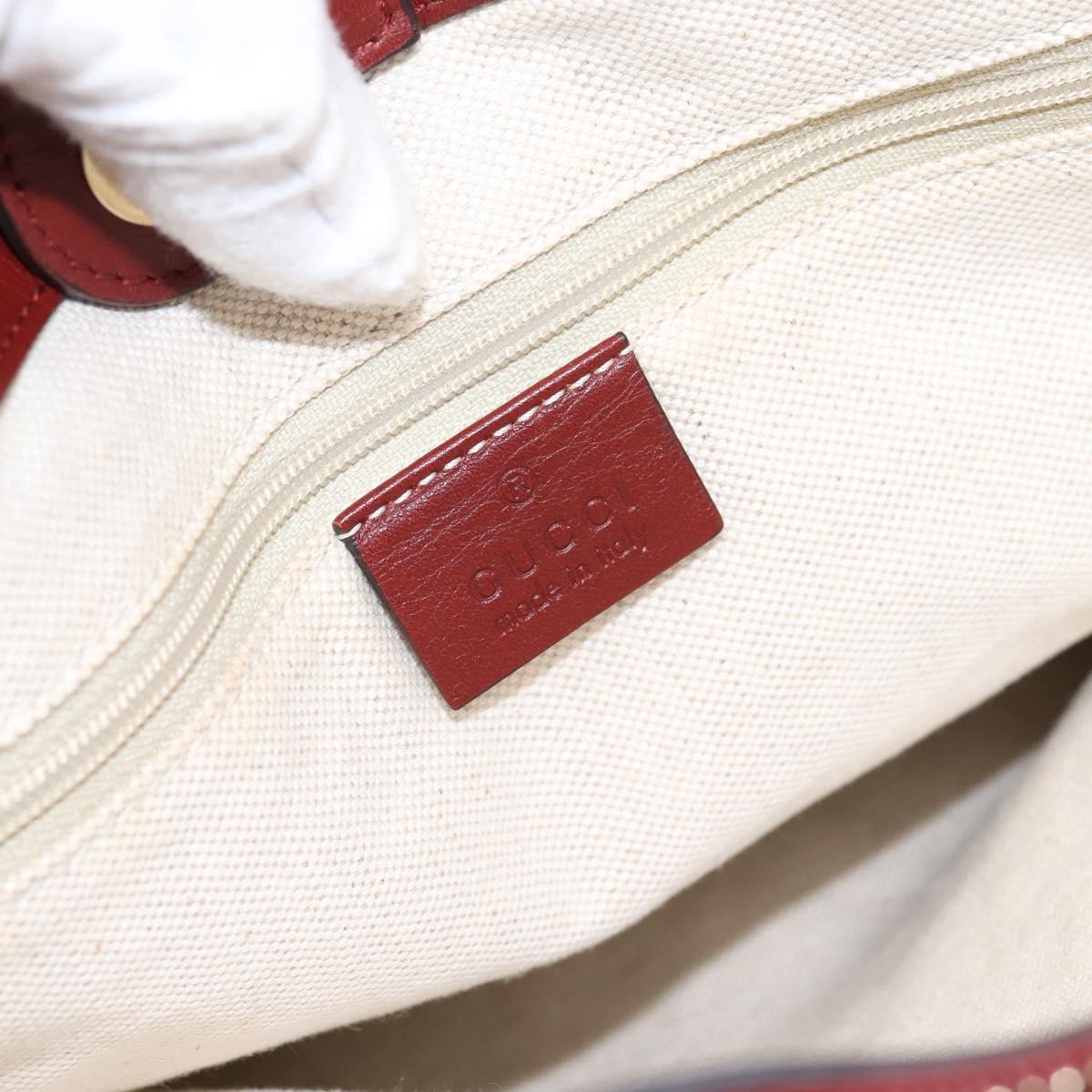 GUCCI GG Canvas Guccissima Tote Bag Leather Red Gold 296835 Auth 200888V