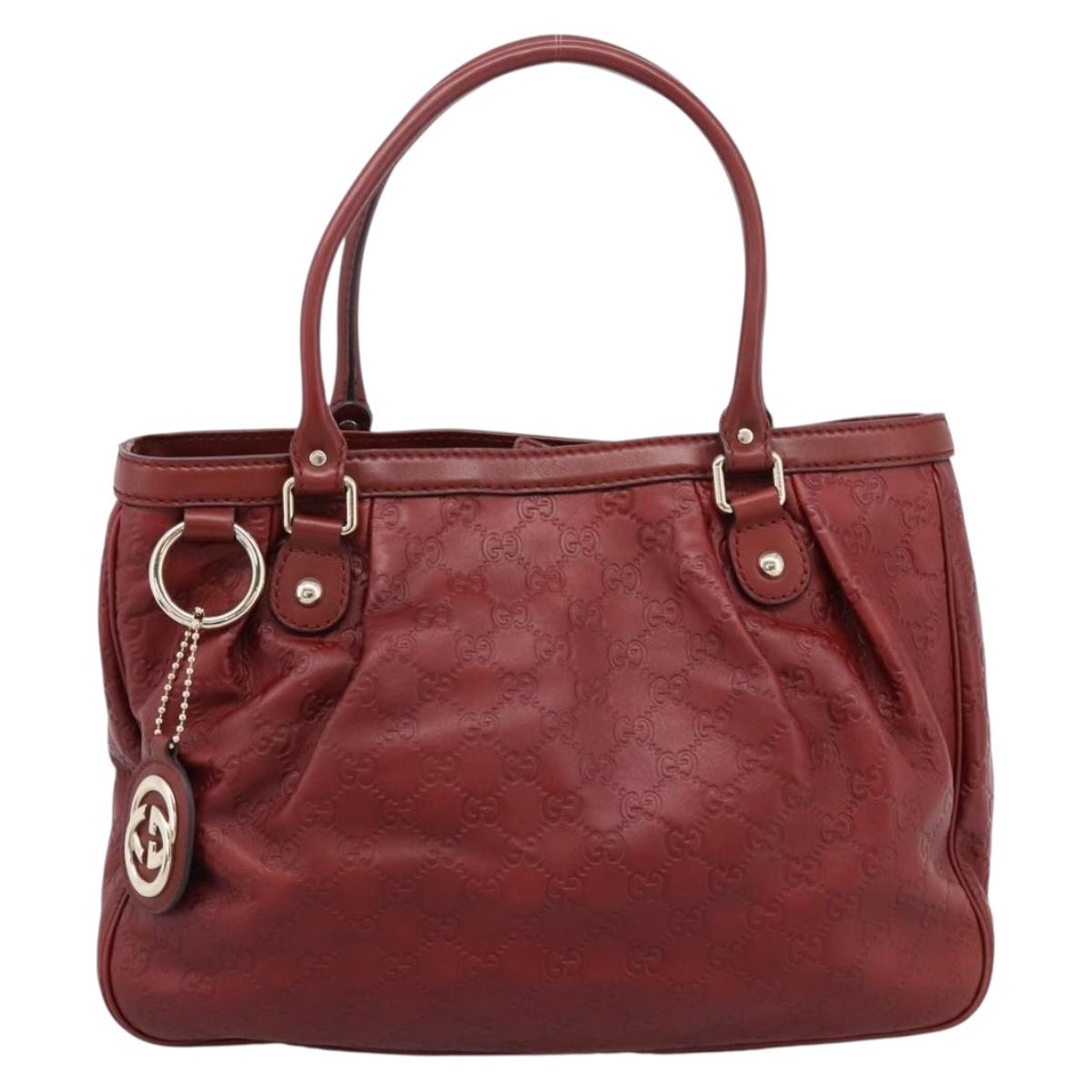 GUCCI GG Canvas Guccissima Tote Bag Leather Red Gold 296835 Auth 200888V