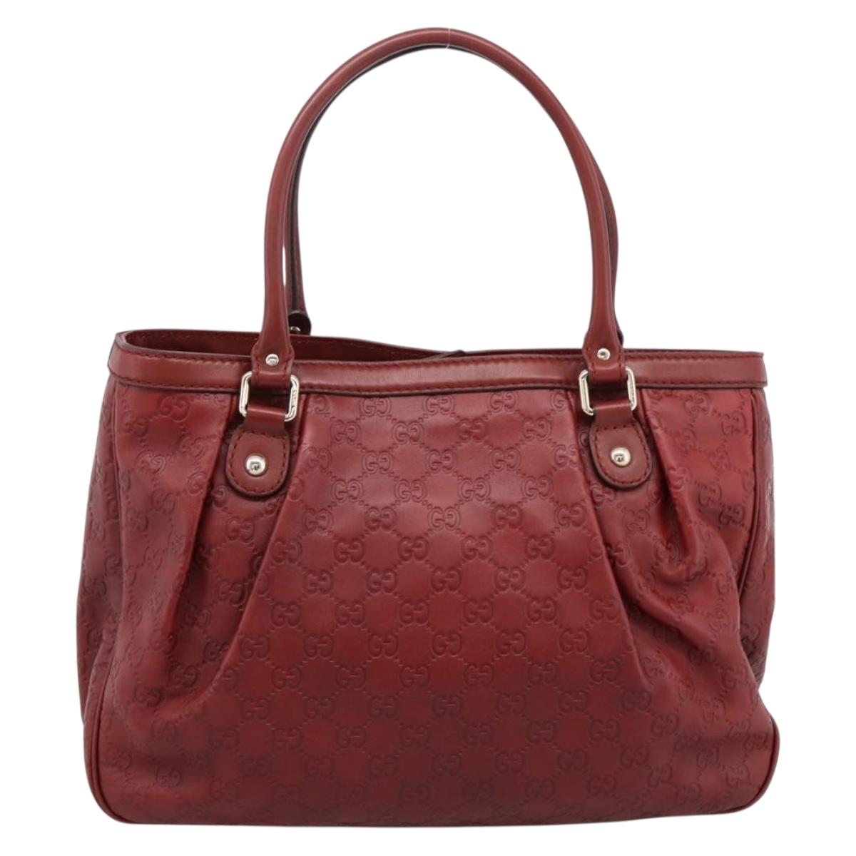 GUCCI GG Canvas Guccissima Tote Bag Leather Red Gold 296835 Auth 200888V