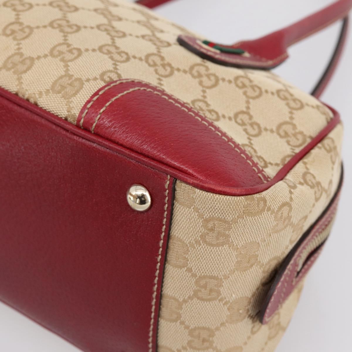 GUCCI GG Canvas Princey Web Sherry Line Bag Beige Gold 161720 Auth 200889V