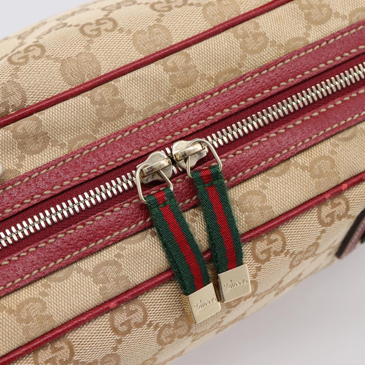GUCCI GG Canvas Princey Web Sherry Line Bag Beige Gold 161720 Auth 200889V