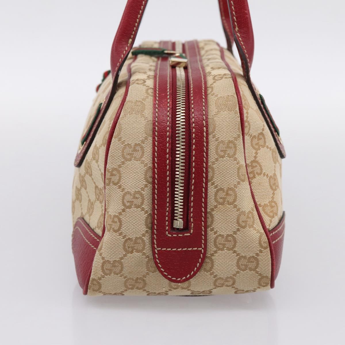 GUCCI GG Canvas Princey Web Sherry Line Bag Beige Gold 161720 Auth 200889V