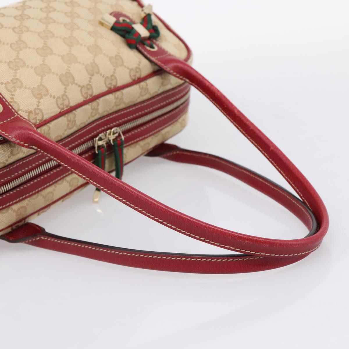 GUCCI GG Canvas Princey Web Sherry Line Bag Beige Gold 161720 Auth 200889V