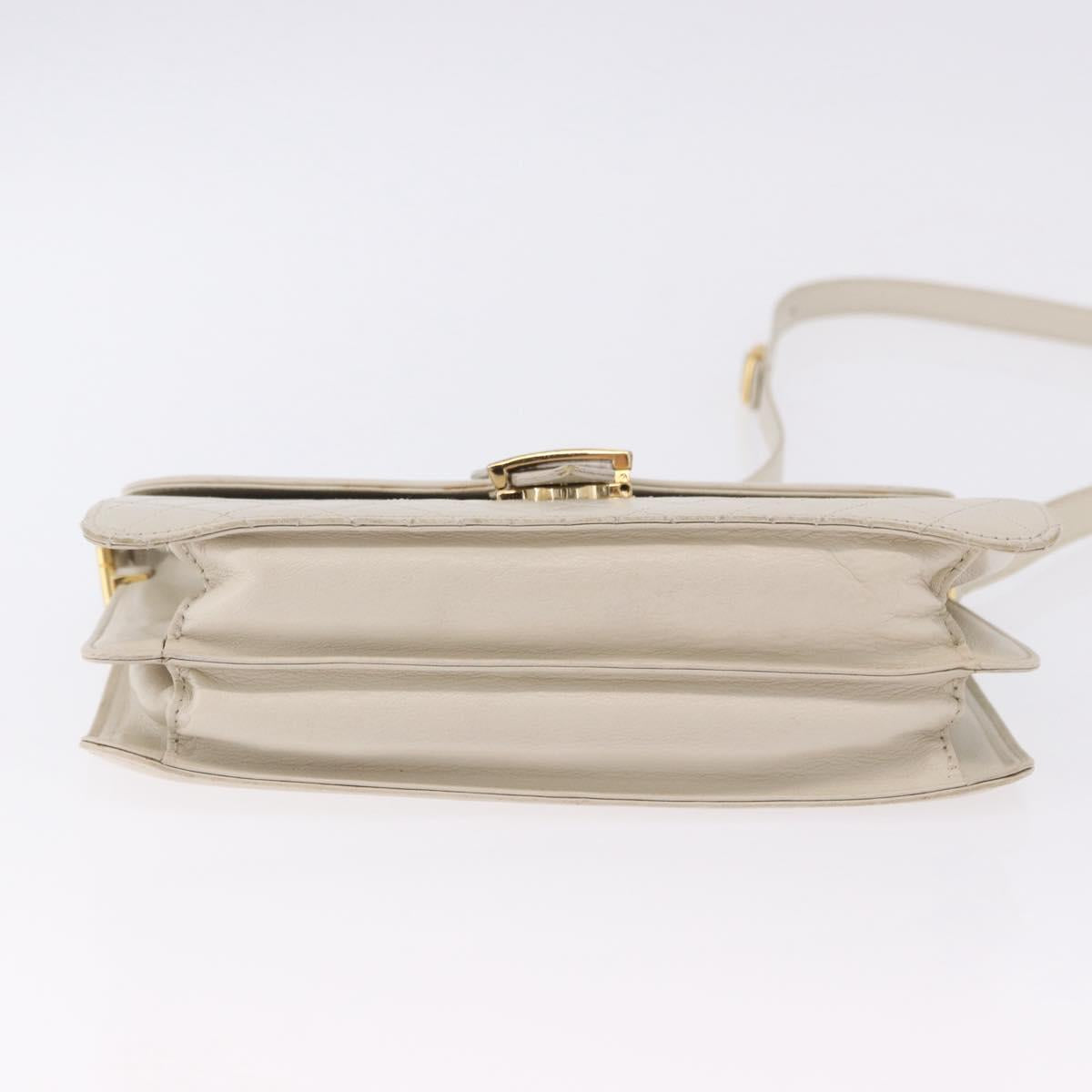 SAINT LAURENT Shoulder Bag Leather Ivory Gold Auth 200890A