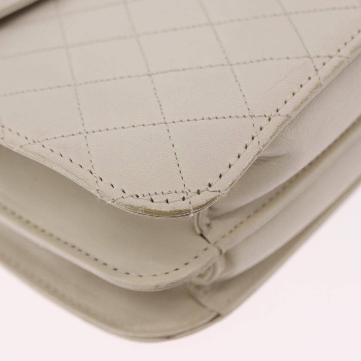 SAINT LAURENT Shoulder Bag Leather Ivory Gold Auth 200890A