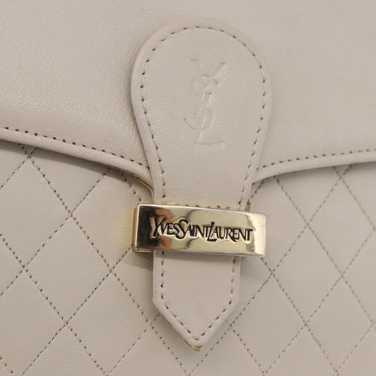 SAINT LAURENT Shoulder Bag Leather Ivory Gold Auth 200890A