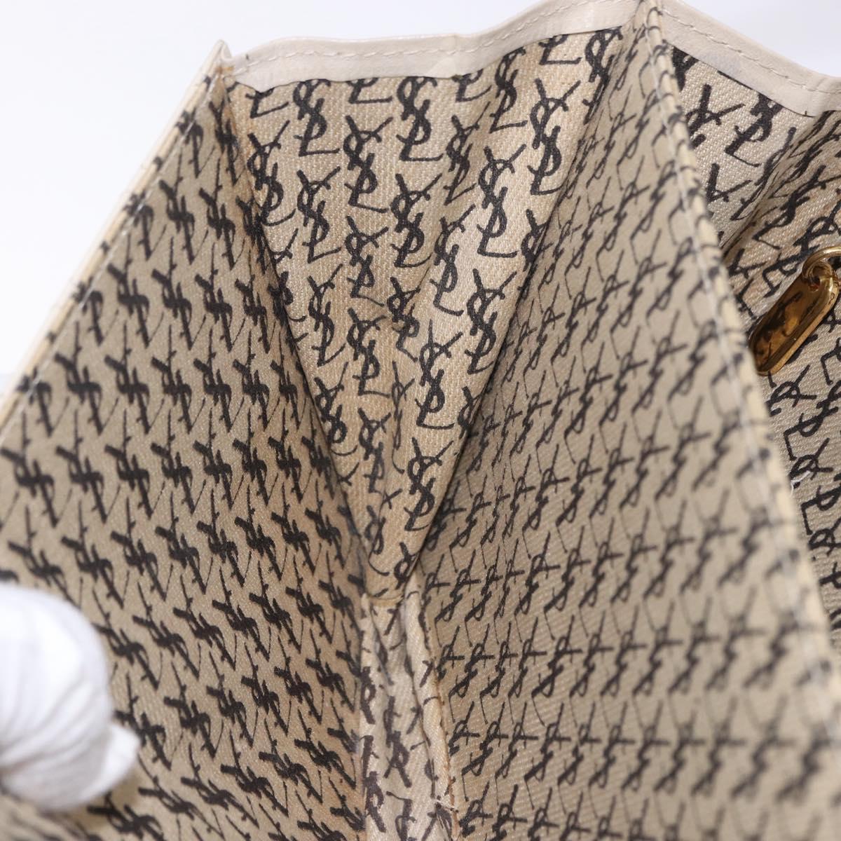 SAINT LAURENT Shoulder Bag Leather Ivory Gold Auth 200890A