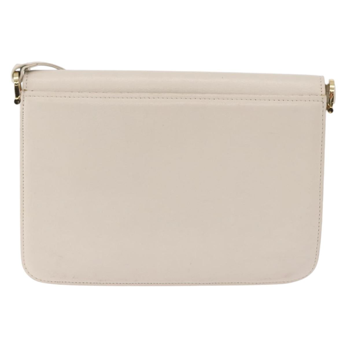 SAINT LAURENT Shoulder Bag Leather Ivory Gold Auth 200890A