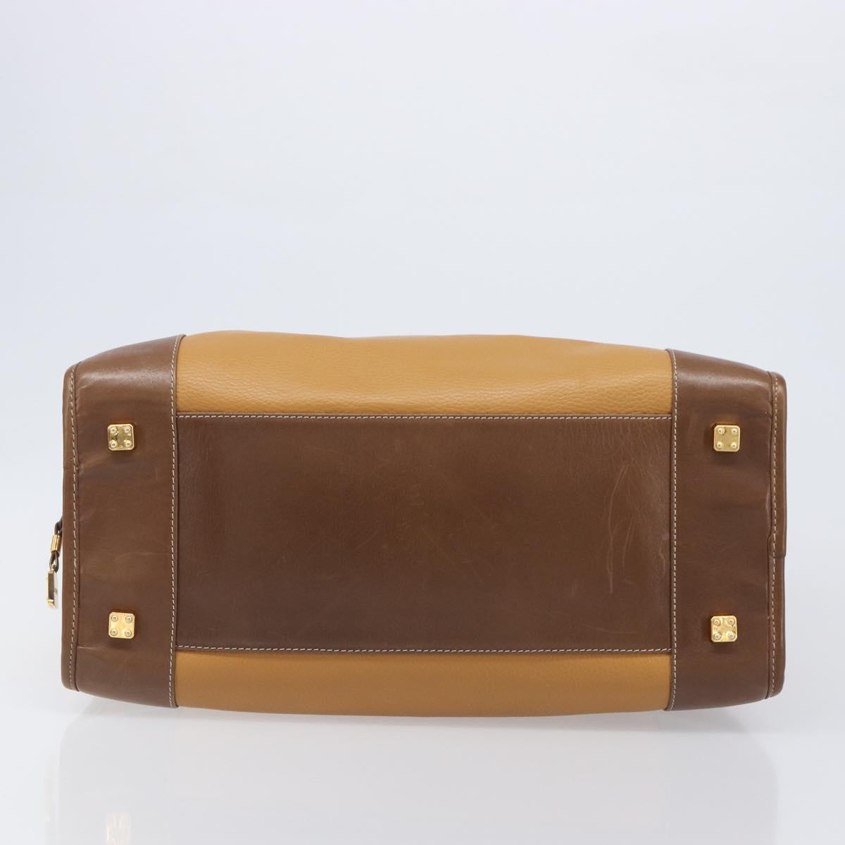 LOEWE Amazona 40 Hand Bag Leather Brown Gold Auth 200891V