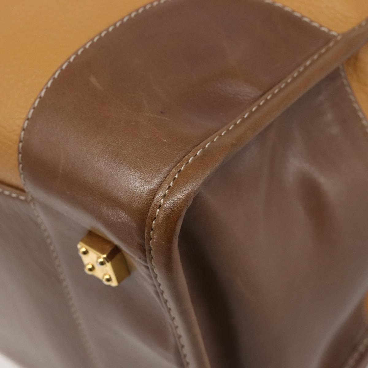 LOEWE Amazona 40 Hand Bag Leather Brown Gold Auth 200891V