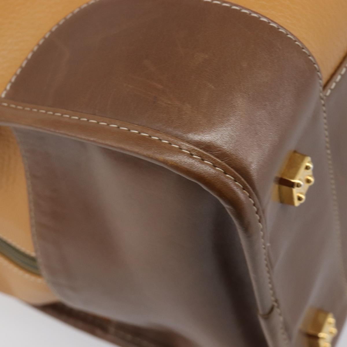 LOEWE Amazona 40 Hand Bag Leather Brown Gold Auth 200891V