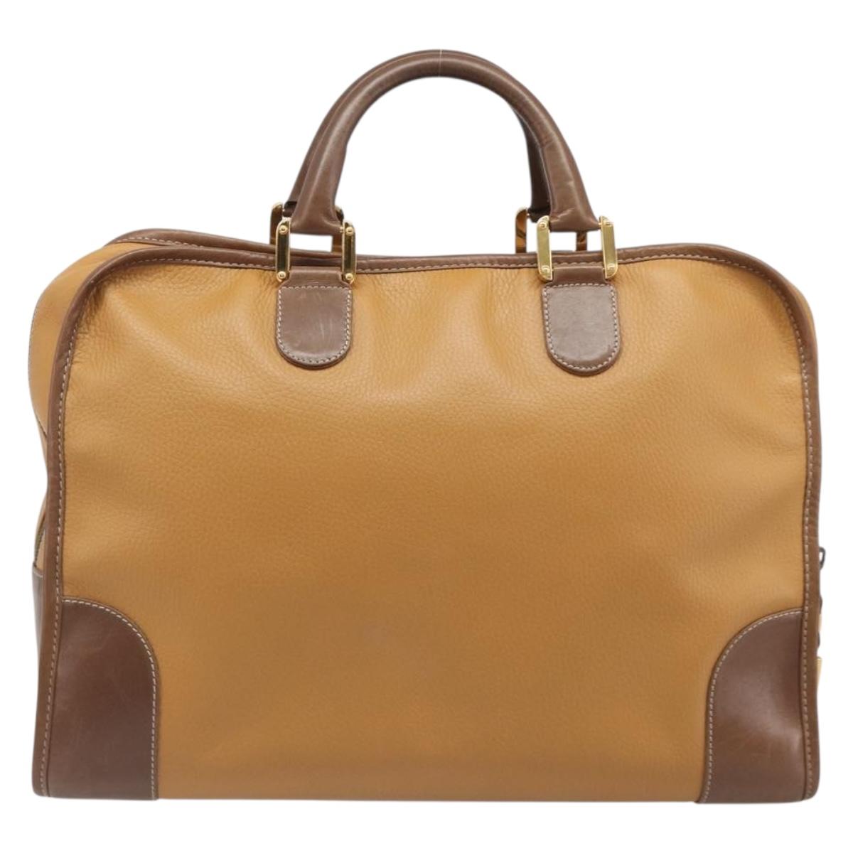 LOEWE Amazona 40 Hand Bag Leather Brown Gold Auth 200891V