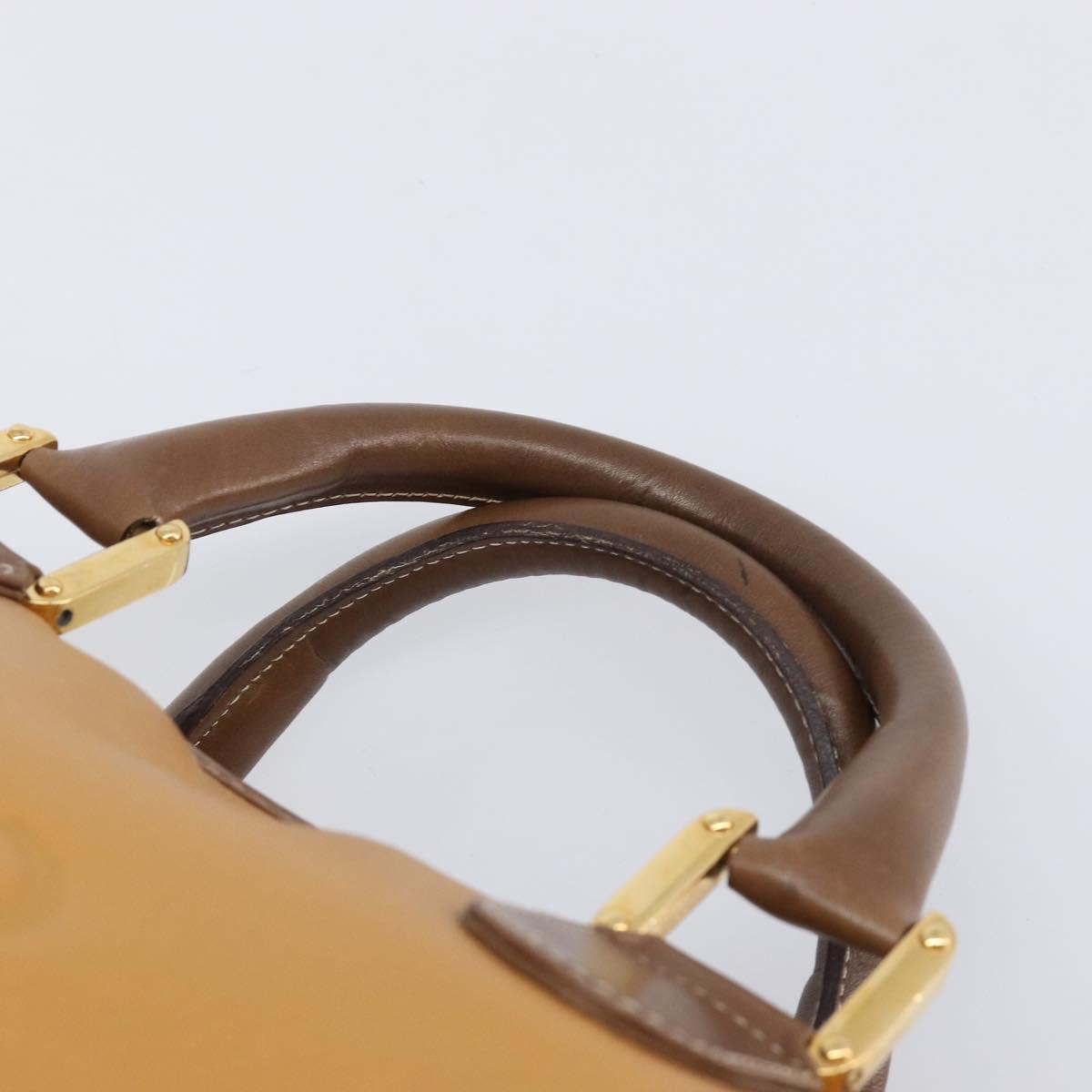 LOEWE Amazona 40 Hand Bag Leather Brown Gold Auth 200891V