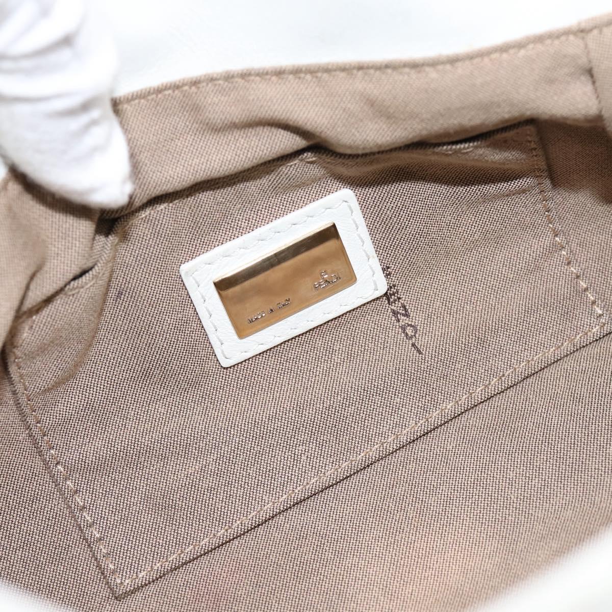 FENDI Zucca Canvas Mamma Baguette Shoulder Bag Leather Ivory Gold Auth 200892V