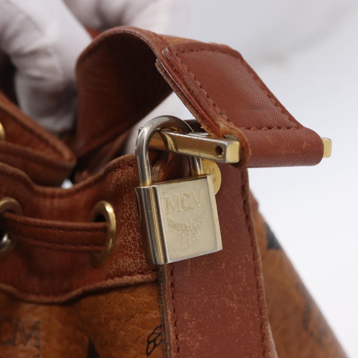 MCM Vicetos Logogram Shoulder Bag PVC Leather Brown Gold Auth 200898
