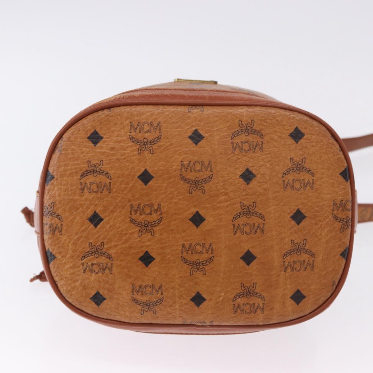 MCM Vicetos Logogram Shoulder Bag PVC Leather Brown Gold Auth 200898
