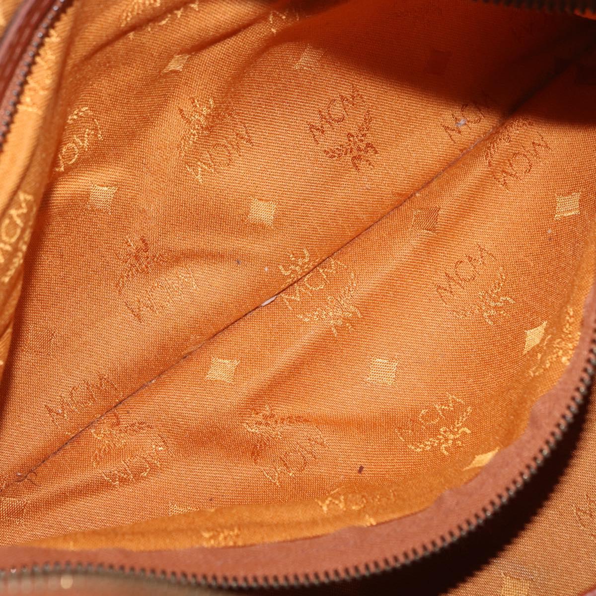 MCM Vicetos Logogram Boston Bag PVC Leather Brown Gold Auth 200899